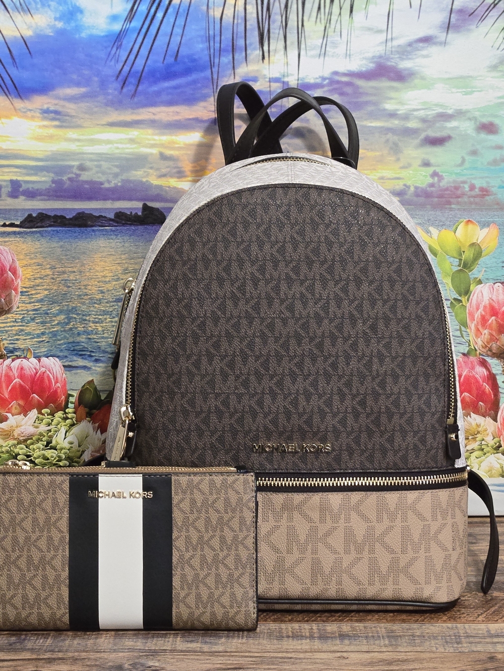 Michael Kors Rhea Colorblock Backpack with Wallet - Picture 2 of 8